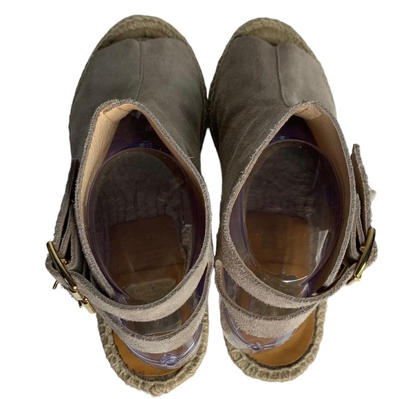 KANNA Women's Sz 39 / 8 Beige Brown Suede Ankle Strap Wedge Espadrille Sandals - Picture 6 of 15